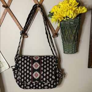 Vera Bradley Black and Red Patterned Crossbody Bag